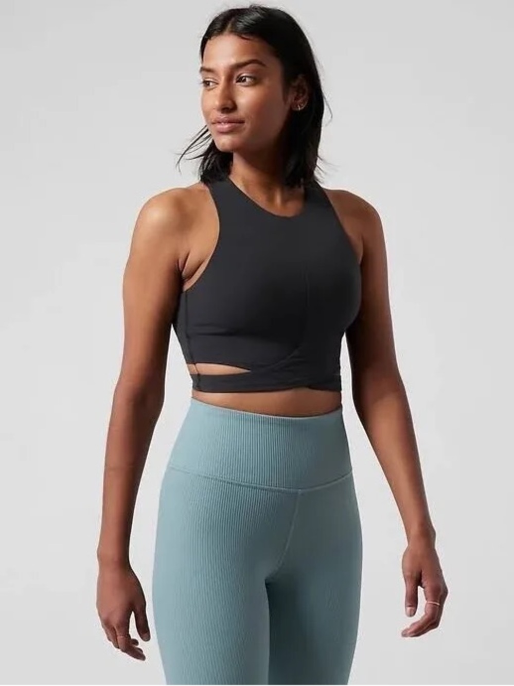 Athleta Concious Cut Out Yoga Crop Top Sleeveless Black Size Medium